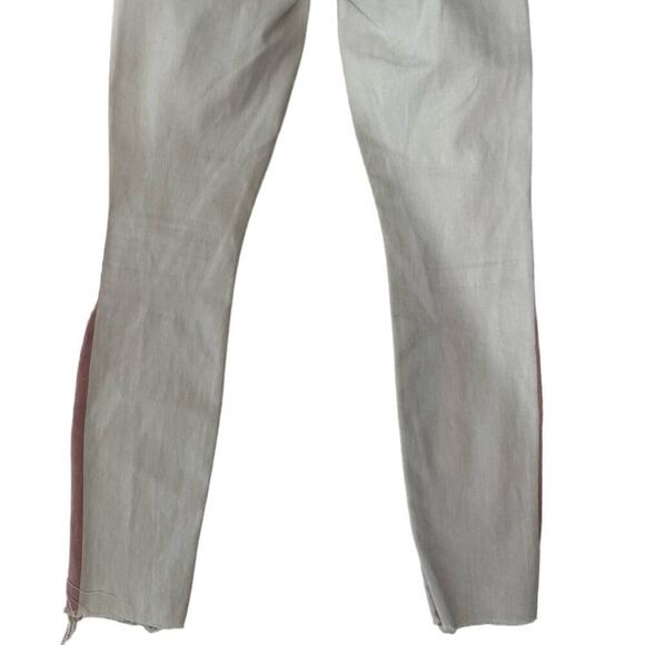 Mother Looker Ankle Fray So Far Gone Jeans Mid Rise White Pink Stripe Size 24 - Picture 8 of 15